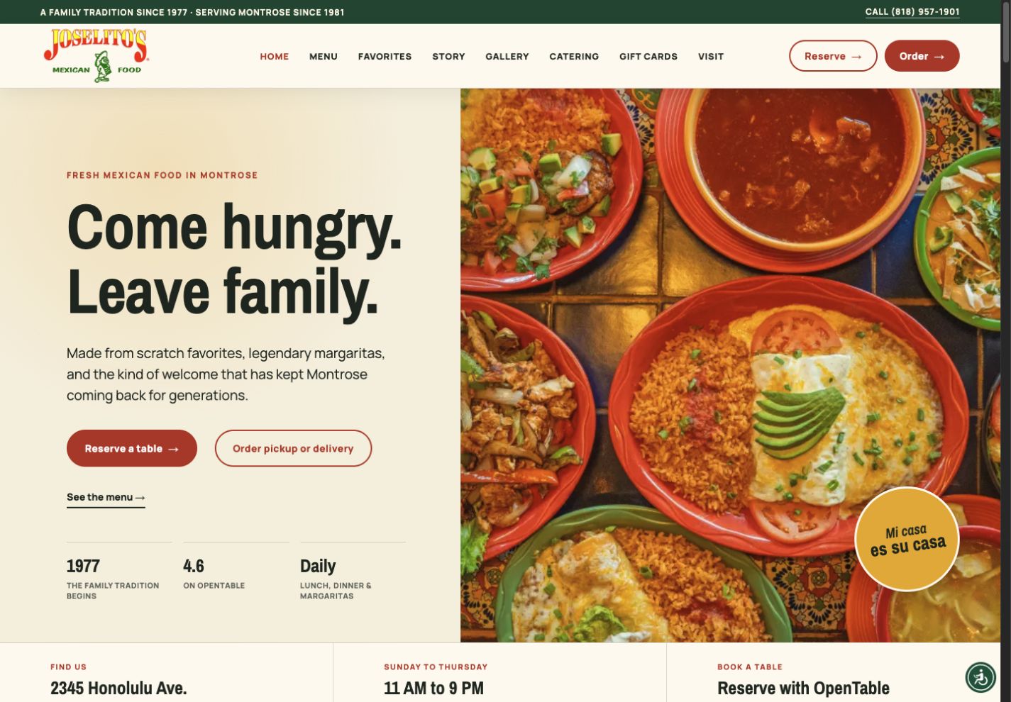 Current Joselito’s homepage on desktop